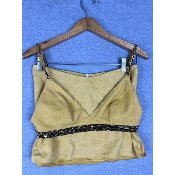 Santini Mavardi Yellow Suede Rhinestone Small Leather Spaghetti 90s y2k